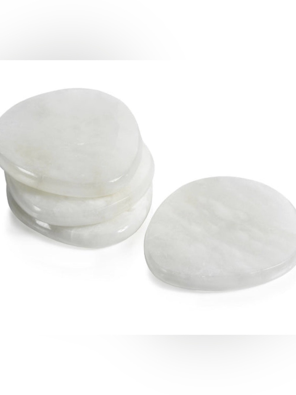 Zodax Bennour Alabaster Coasters Set of 4 4” white marbled organic India IN-7558